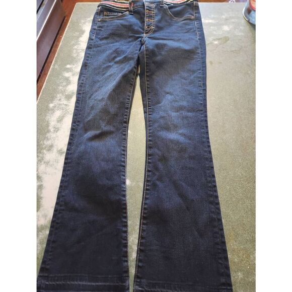 VERONICA BEARD Carolyn 10" Baby Boot dark slate striped waistband jeans sz 26 - Picture 3 of 6